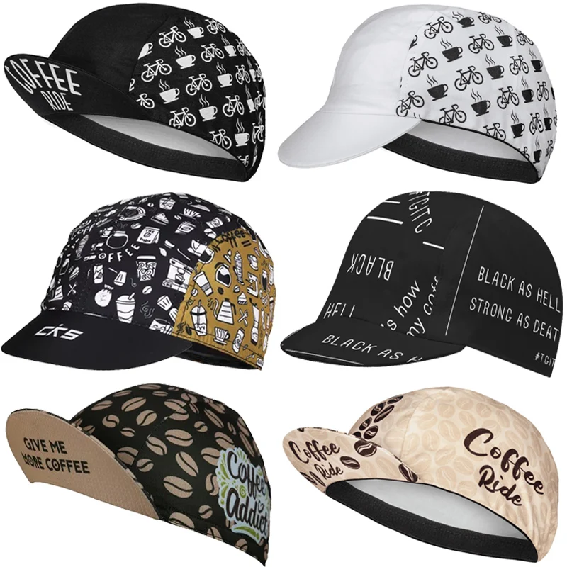 

Coffee Cycling Caps One Size Fits Most Bike Hat Black White Gorra Ciclismo Limited Edition