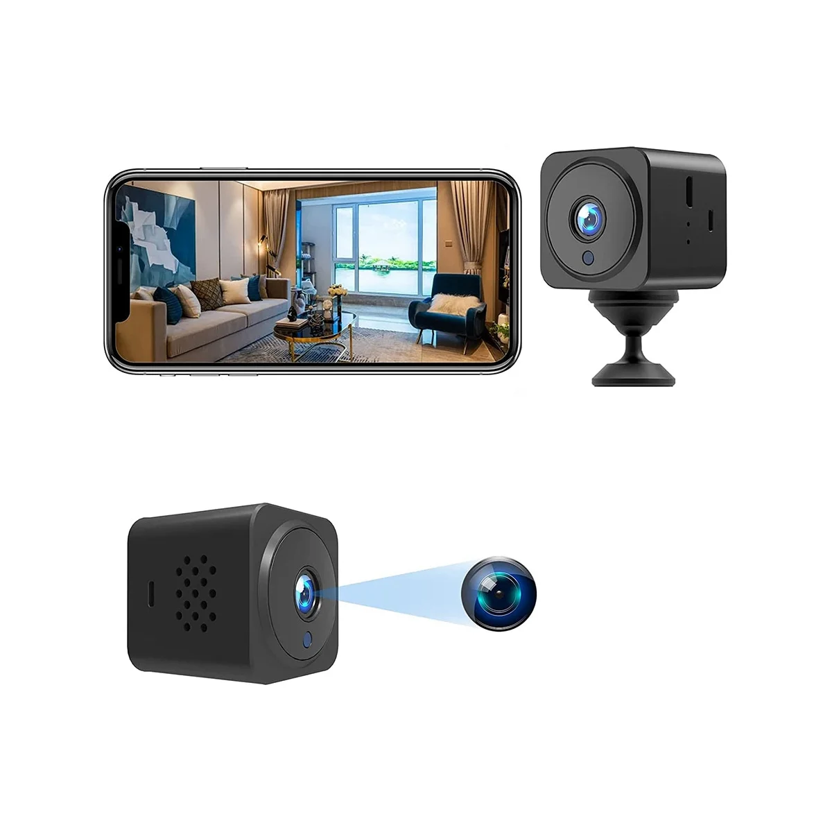 4K 1080P HD Mini Surveillance Camera Indoor WiFi Camera Live Transmission Mobile Phone App Camera Indoor with Battery