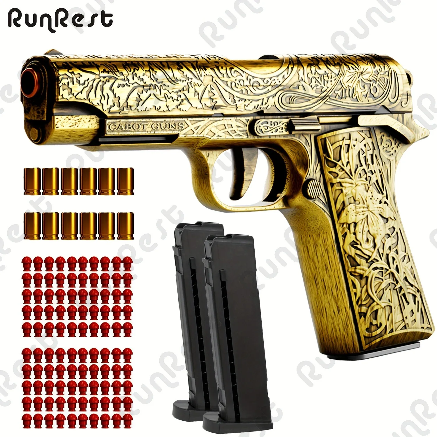 Soft Bullet Gun Toy Pistol with 100 Bullets, 12 Shells, and 2 Magazines New Toy Gun Pistol Hollow Hanging Machine