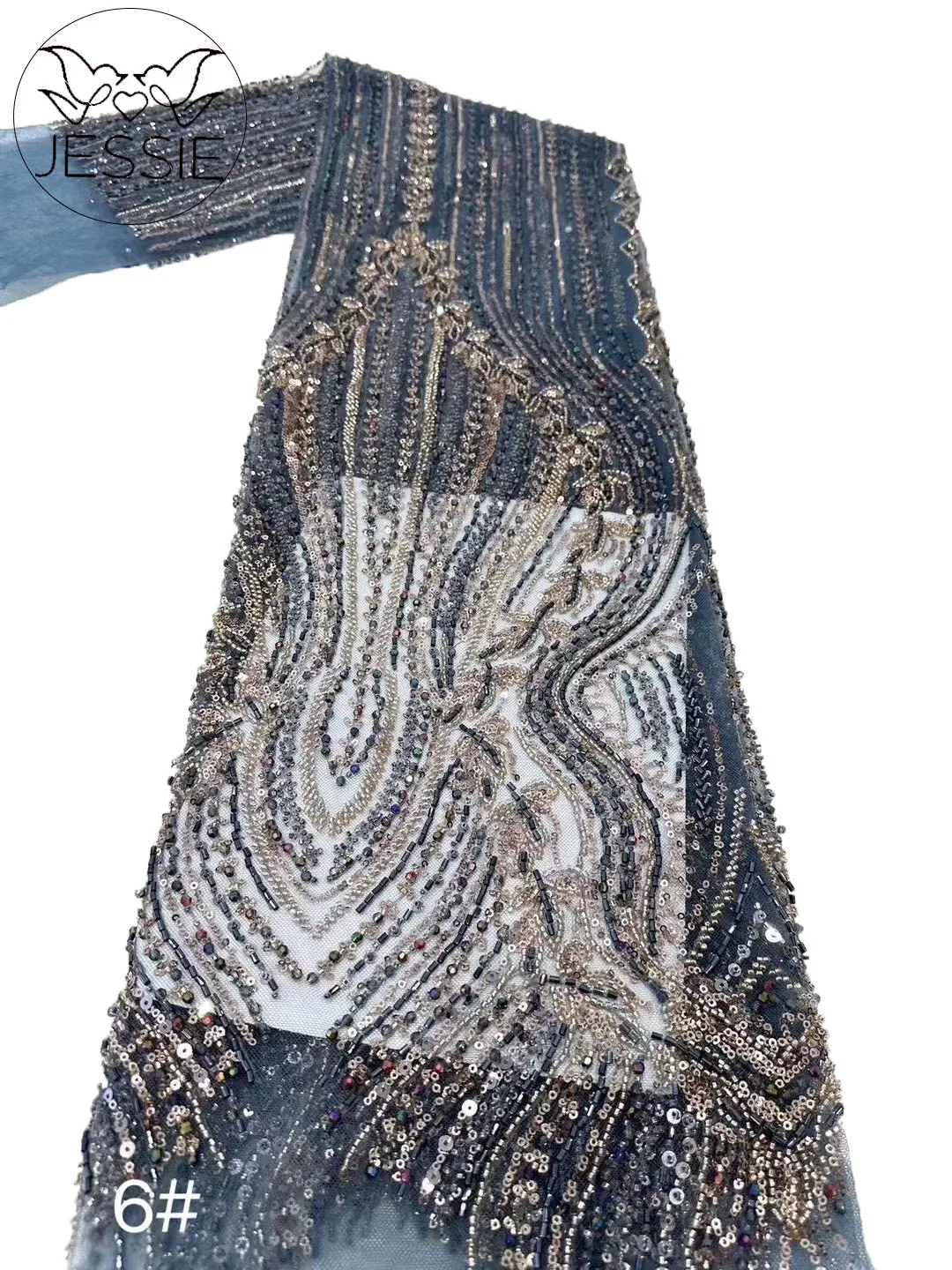 

High Quality Beautiful African Nigerian Beads Tulle Lace Popular Top Sale French Sequins Net Lace Fabric For Evening Party Dress