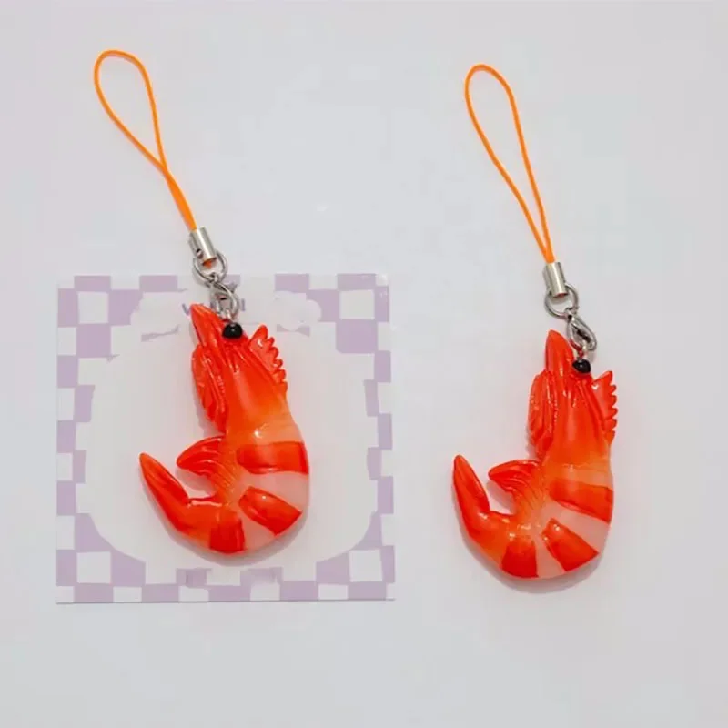 Funky Shrimp Phone Charm | Kawaii Cute Fish Animal Keychains Aesthetic Gift Food Accessory Harajuku Key chain
