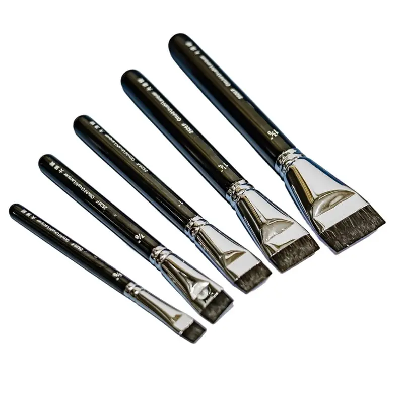 

【HAPPY】Handmade Oil Painting Tools 5Pc Artsecret Professional Lacquer Urushi Brush Natural Short Hair Brush For Lacquerware