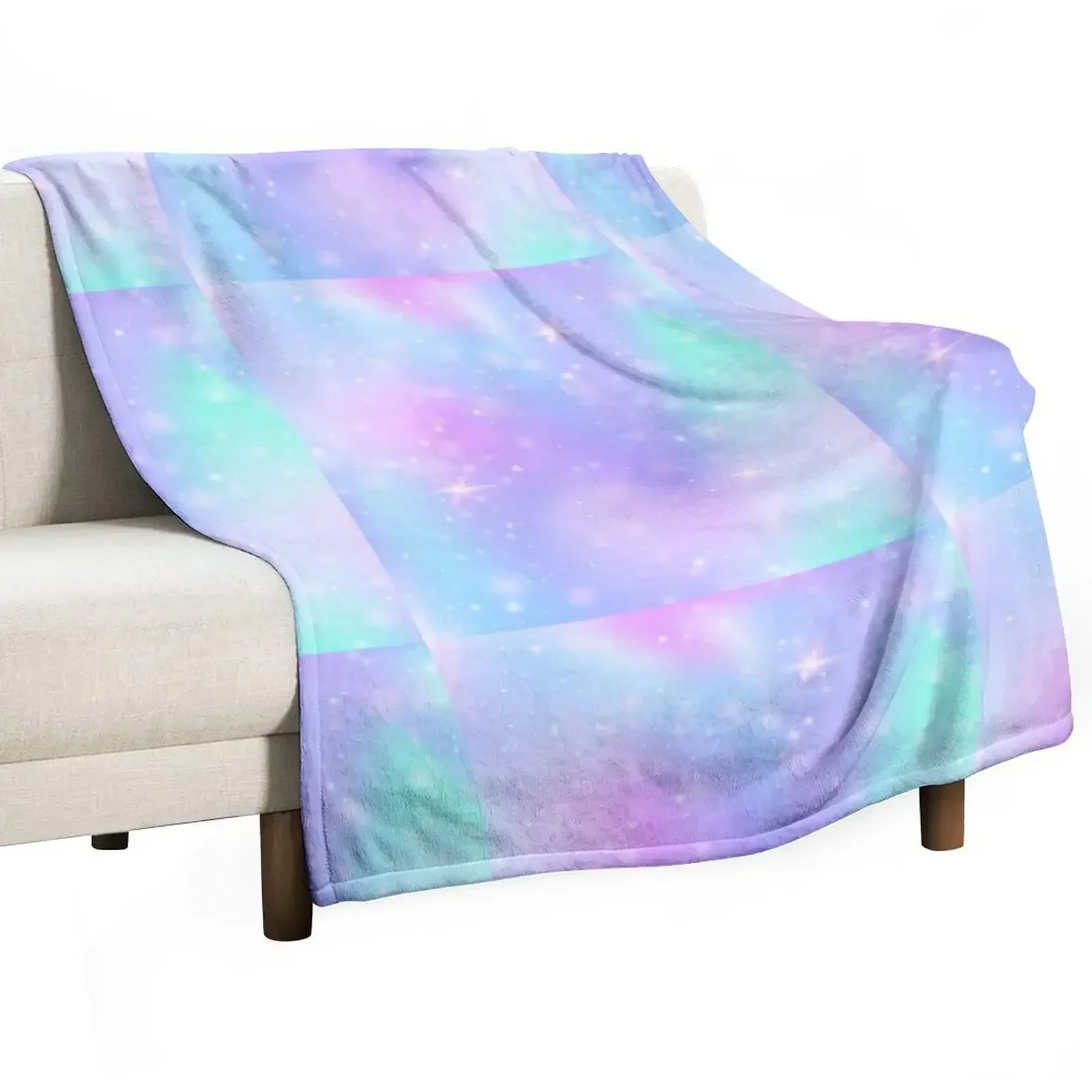 

Aqua Blue & Lavender Purple Painting Throw Blanket for sofa blankets ands Blankets