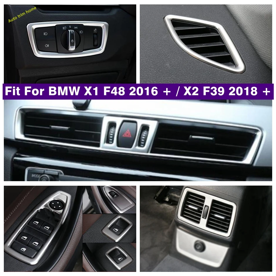 

Accessories AC Air Vent Outlet Lift Button Head Lights Switch Cover Trim For BMW X1 F48 2016 - 2021 / X2 F39 2018 - 2021 Silver