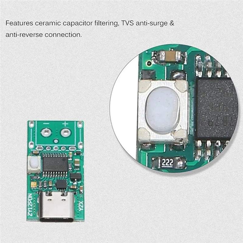 Efficiente modulo di alimentazione convertitore da 2 pezzi ZY12PDN USB-C PD2.0/3.0 a CC