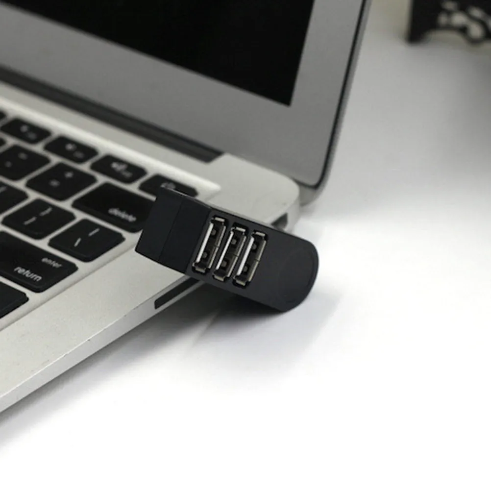 Portable 3 Port USB 2.0 Hub Compact USB Splitter Rotatable Data Hub for Multiple Devices Low Operating Temperature