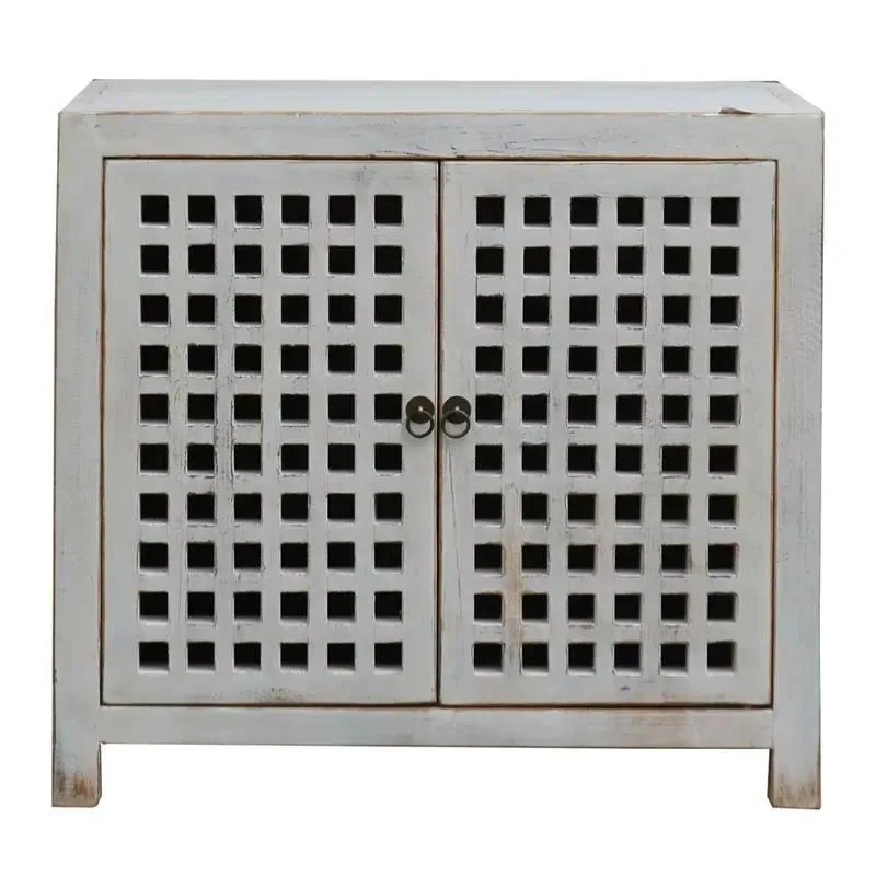 White Retro Wooden Living Room Cabinet Antique Style Shabby Chic Furniture