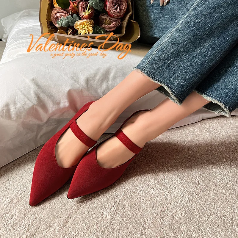 MKKHOU Fashion Pumps New High Quality True Leather Pointed Mary Janes Shoes Daily Commuter High Heels Modern Women's Shoes