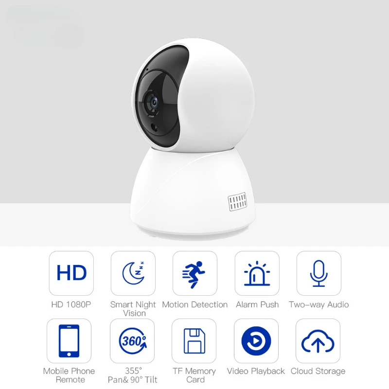 Telecamera inclinabile intelligente Tuya |   Telecamera per animali domestici, baby monitor, rilevamento del movimento, audio bidirezionale, visione notturna, allarme app, archiviazione SD e cloud