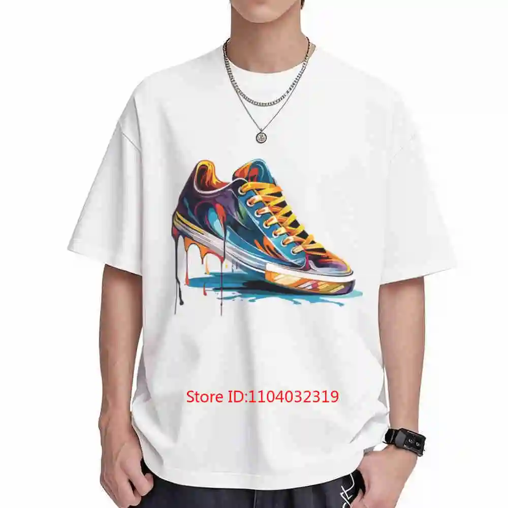 Sneaker Colorful Applique 180Gsm Short Sleeve Tee 100% Cotton T-Shirt