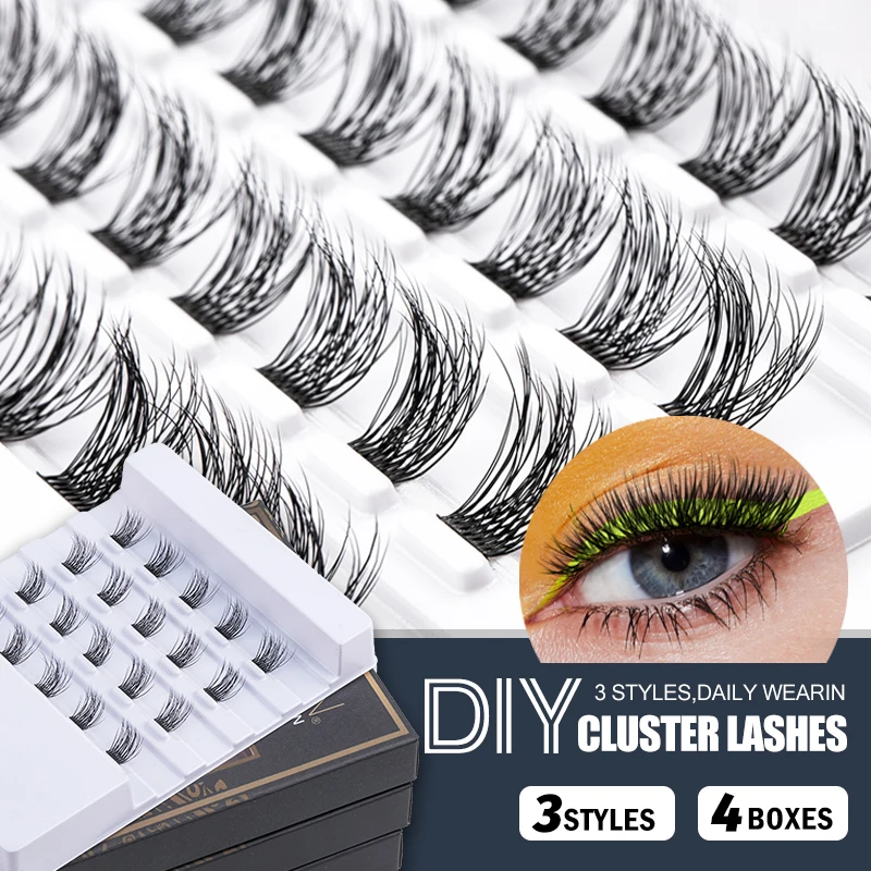 

Volume Cluster Lashes 80pcs DIY Individual Eyelash Extension Segmented Eyelashes Mix Length Fluffy Mink Bundle Natural Lash