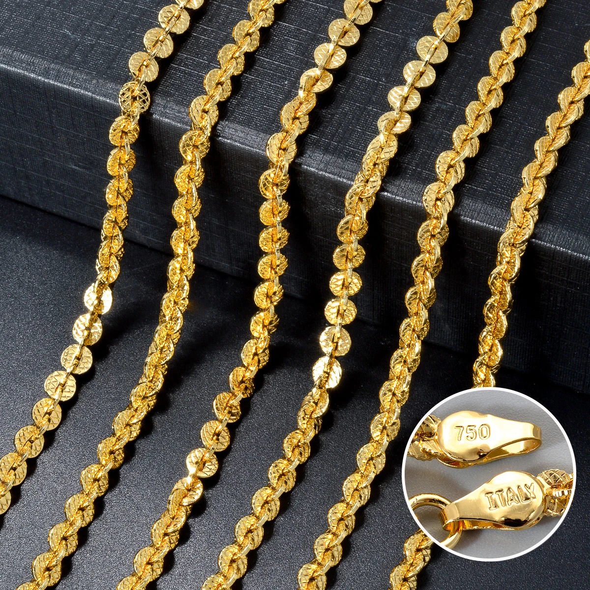 Sunny Jewelry Fashion New Copper Necklace 18k Gold Plated High Quality Link Chains  For Women Man Italy 750 For Daily Wear Gift