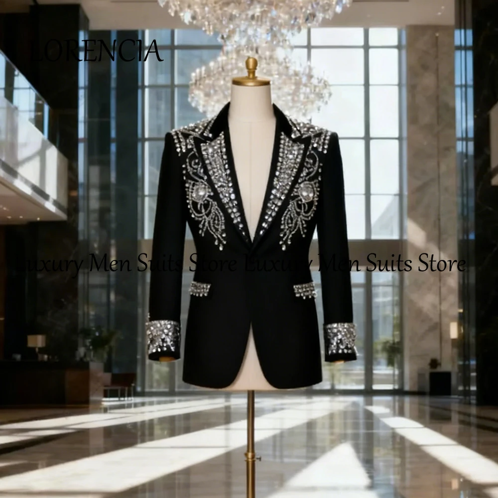 

Exquisite Crystal Suits for Men 2 Pieces Single Breasted Wedding Groom Tuxedos Set 2025 Customized Blazer Pants disfraz hombre