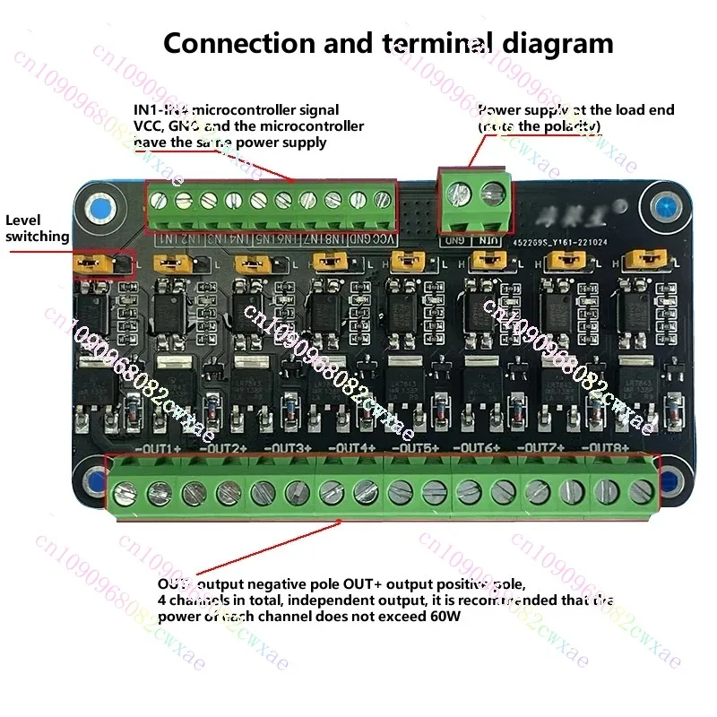 8-Channel MOSFET Module Microcontroller PLC Amplification Field-effect Drive Tube Optocoupler Isolation PWM Control Light Switch