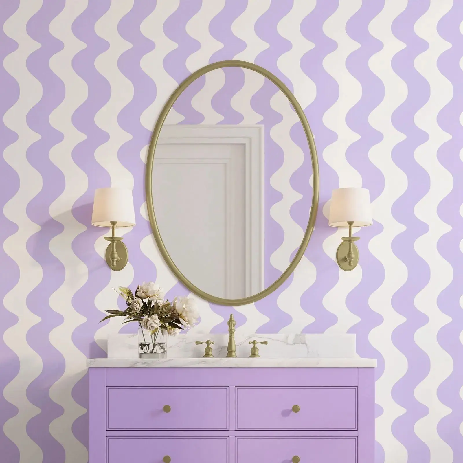 

Обои сорбетом «Мечты» с длиной волны, фиолетовые волнистые обои, «Спакуйте стену» и отклеивайтеся и наклейте аппликацию/Традиционную неуправляемую бумага