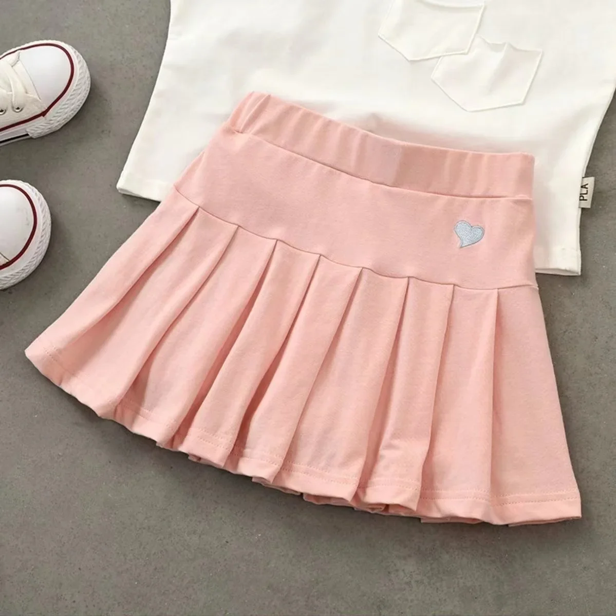 Girls Student Uniform Skirts New Pleated Culottes Children\'S Summer Skirt With Inner Safety Pants 2 6 8 10 15 Year