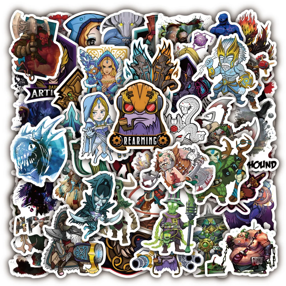 10/50Pcs Funny Cartoon Dota 2 Game Stickers For Moto & Suitcase Cool Laptop Graffiti Stickers Skateboard Kids Stickers