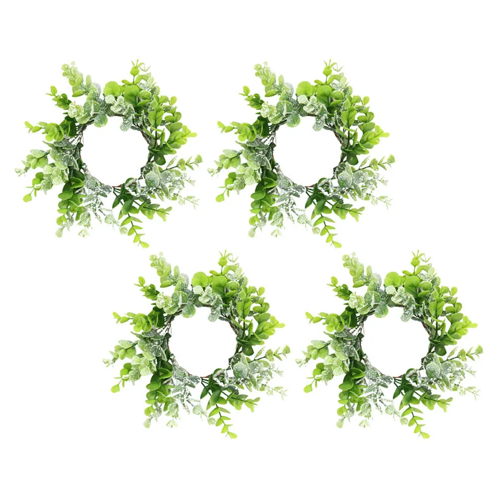 

4Pcs Realistic Eucalyptus Wreath Leaf Rings Romantic Party Decoration Artificial Eucalyptus Ring