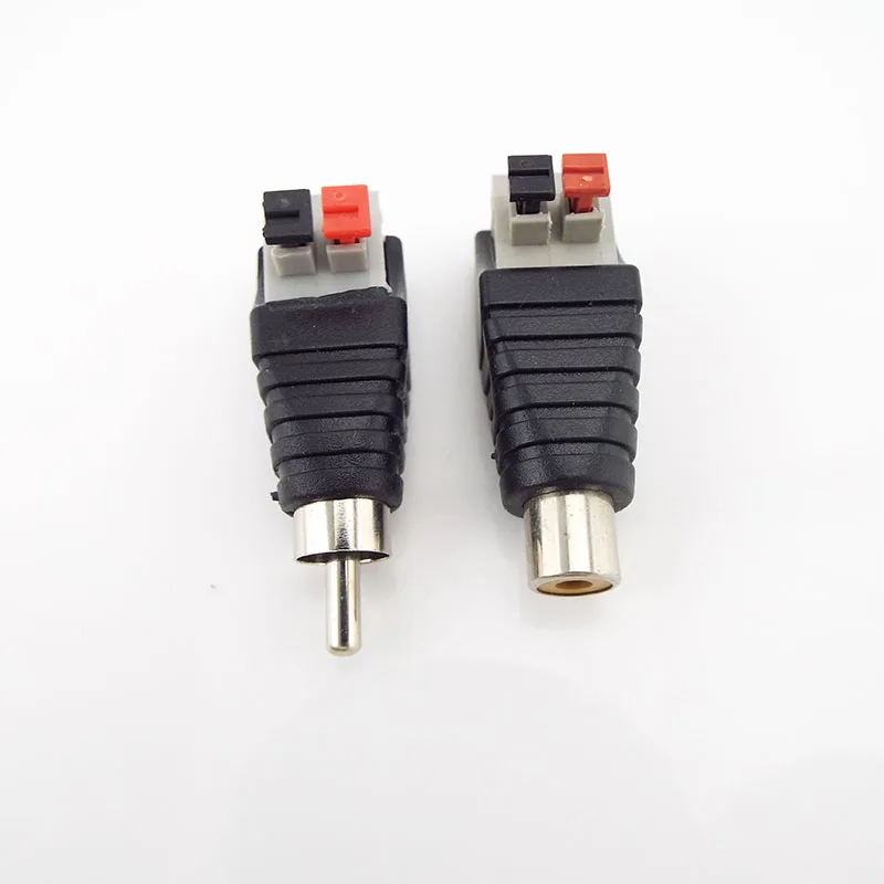 RCA Connector Press Plug Speaker Wire A/V Cable To Audio Male FemaleTerminal Adapter Jack Plug C6