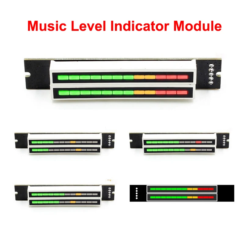 Adjustable Light Speed Double 12-bit LED Mini Music Level Indicator Module VU Meter Stereo Amplifier Board with AGC Mode