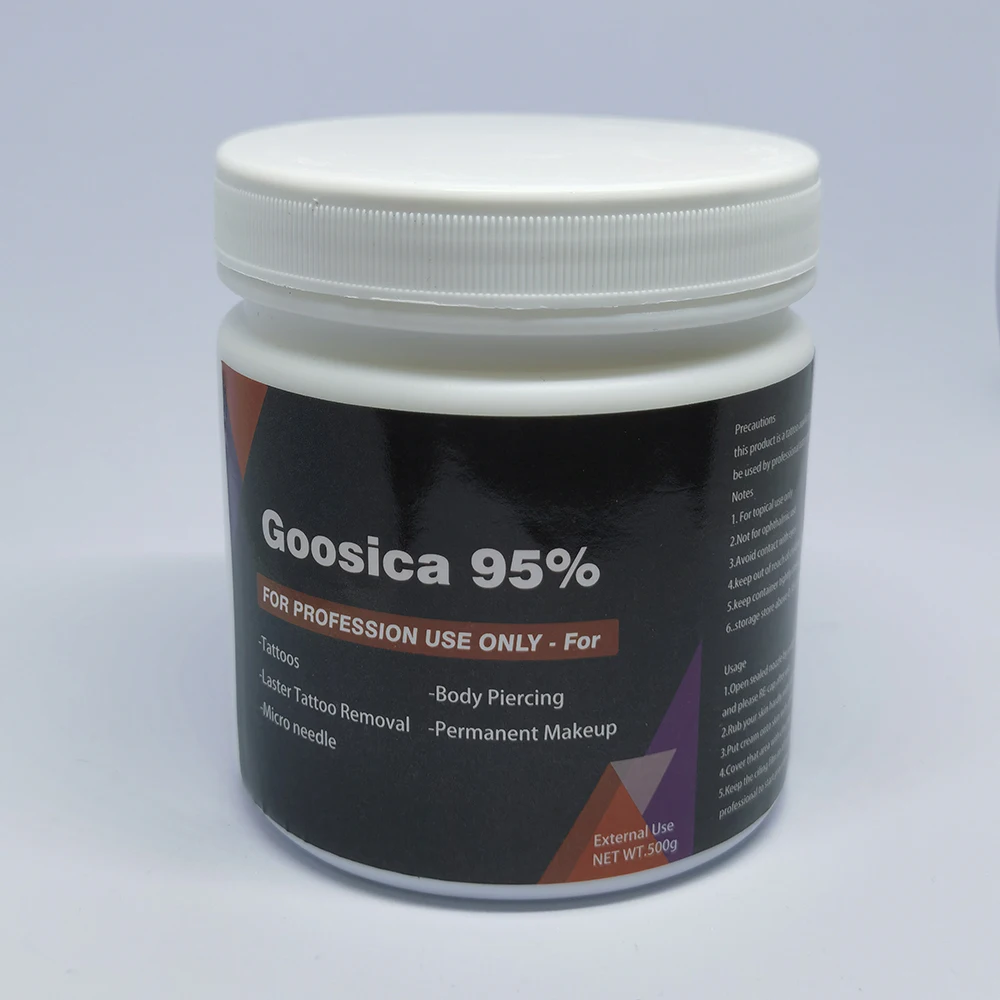 

Newest 95% Black Goosica Tattoo Cream Before Permanent Makeup Microblading Piercing Auxiliary Cream Face Beauty 500g