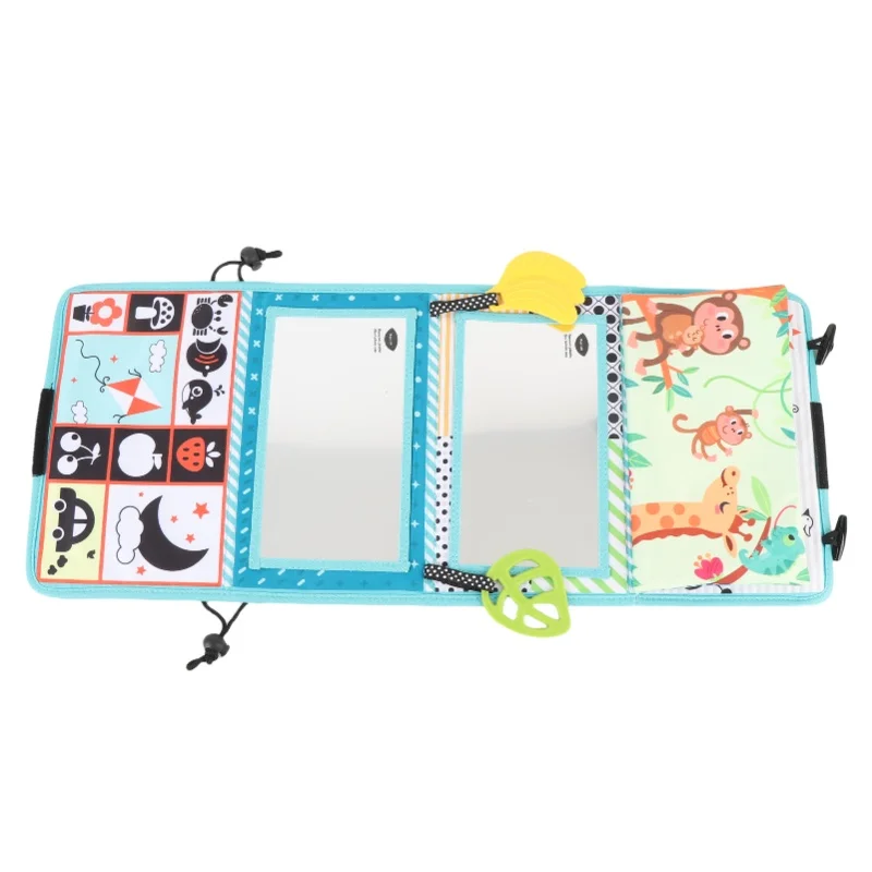 Miroir pour bébé, jouet pour le ventre, miroir de sol pliable à contraste élevé avec livre en tissu froissé