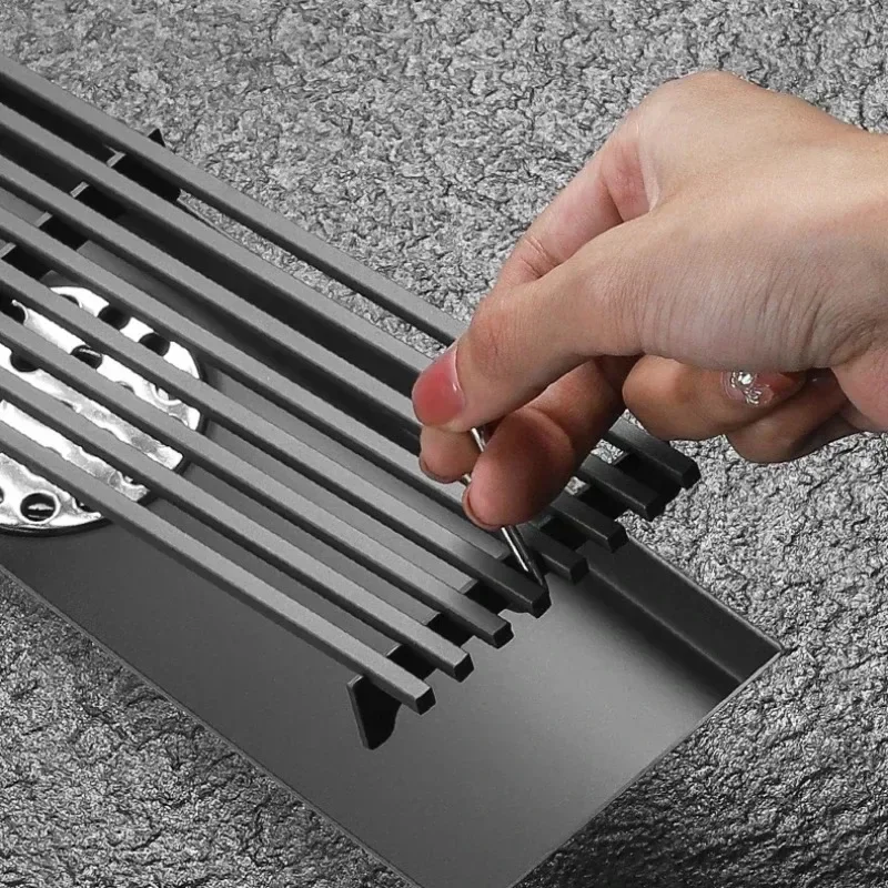 Long 304 Stainless Steel Anti-odor All Copper Core Bathroom Rectangular Large Capacity Shower Drain Gang Shower Accessories