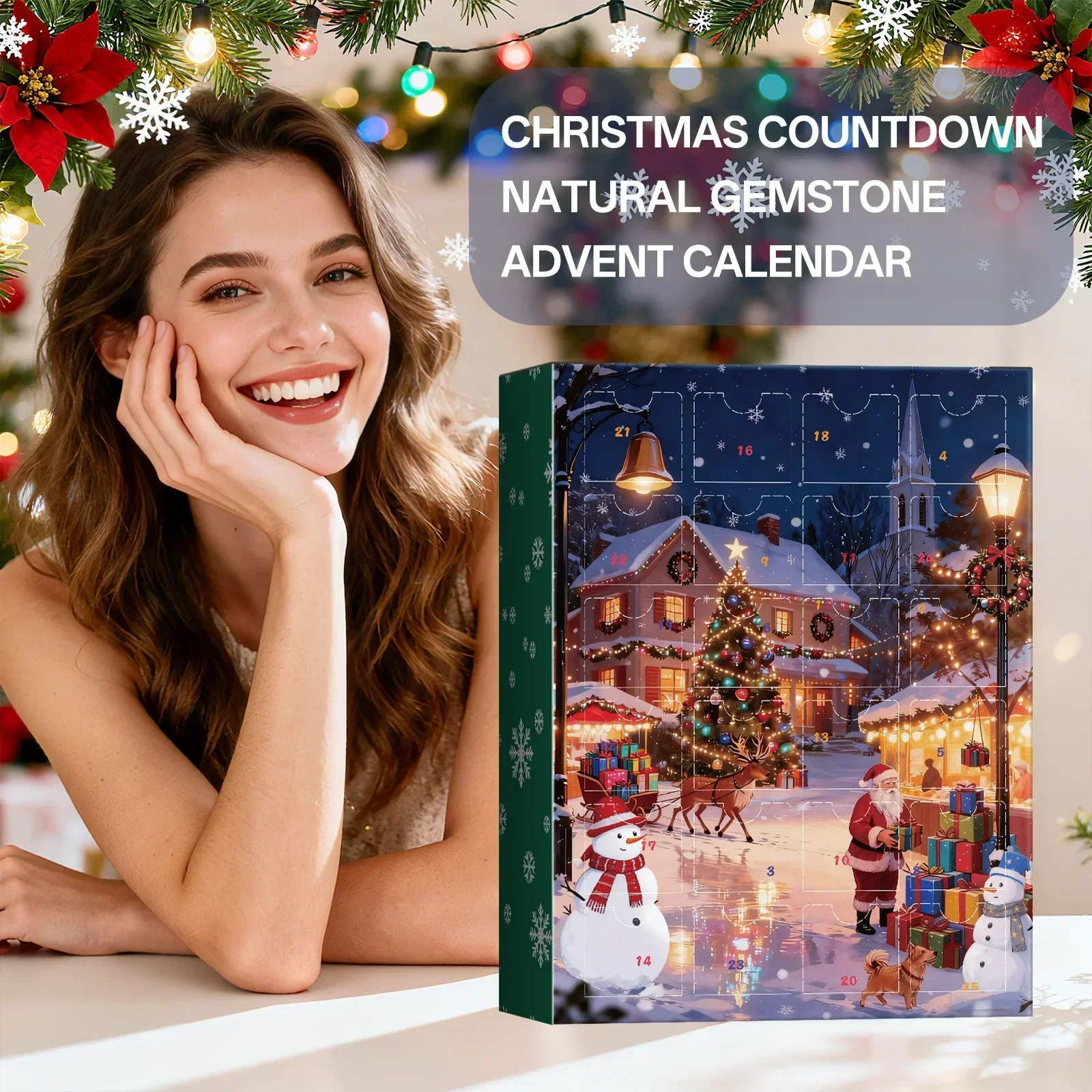 

24-дневная рождественская коробка-календарь обратного отсчета - 24-сеточная каменная слепая коробка-сюрприз, креативные коллекционные игрушки, подарок для детей