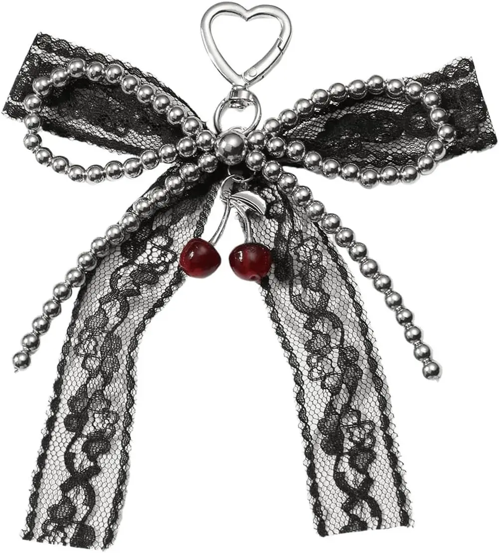 

Womens Bow Bag Charm Cute Keychain Ribbon Metal Retro Y2K Accessories