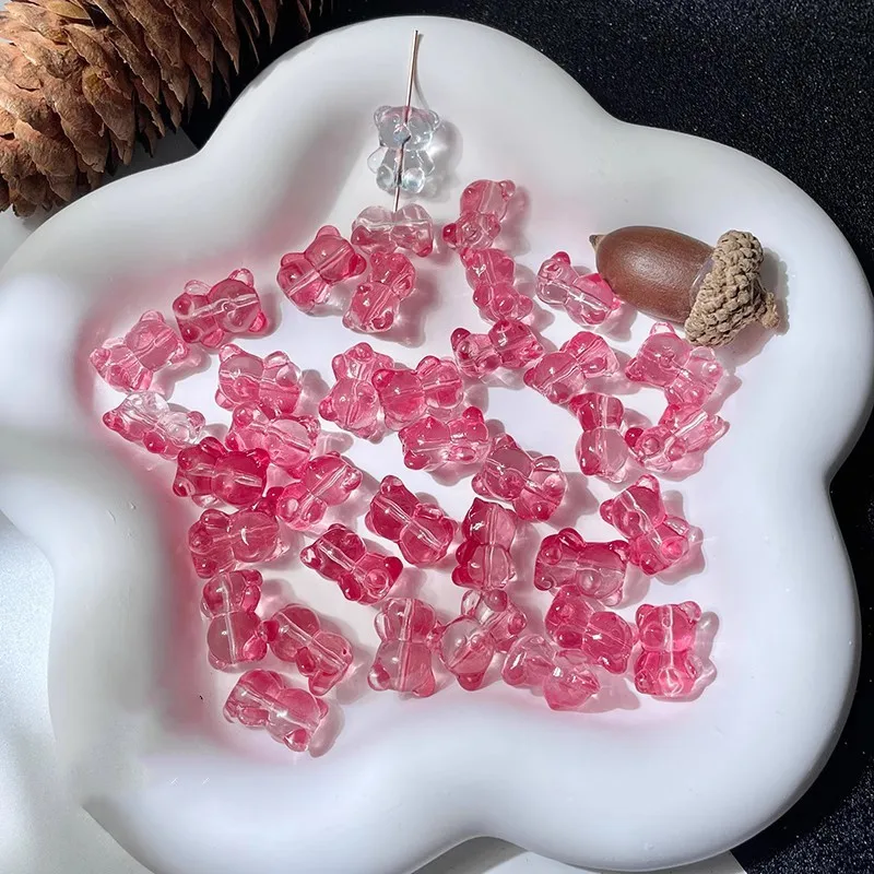 10pcs 12X14MM Bear Shape Charms Pendants Crystal Glass Loose Beads For DIY Jewelry Making Earings Supplier Bracelets Accessories