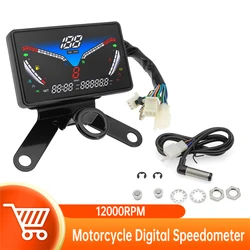 New Motorcycle Digital Speedometer 12000RPM LCD Digital Dashboard with RPM Tacho Fuel Water Temperature Odometer