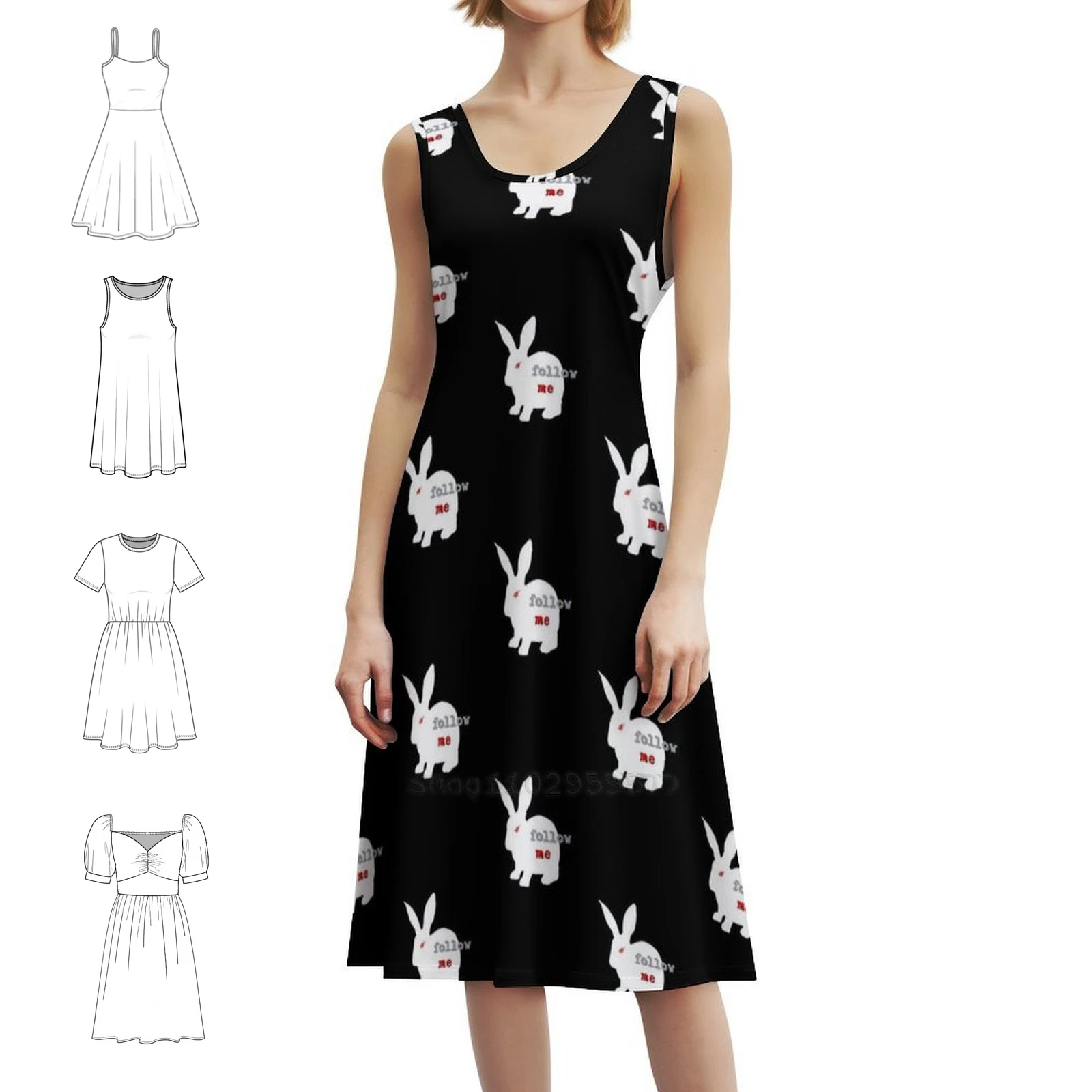 

Follow The White Rabbit Sweetheart Neckline Dress Elegant Summer Party Dress For Women Metaphor Hole Trip Song Fall Reading