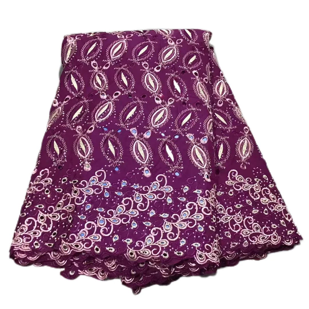 

African cotton Lace Fabric Nice embroidery for Traditional Clothing Breathable and Comfortable - 5 Yards PLC-479-100