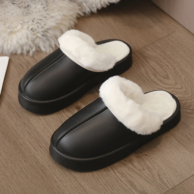 

Winter Warm Women Slippers Fashion Thick Bottom Indoor Fur Shoes EVA Slippers Anti Slip Female Garden Shoes 2024 New