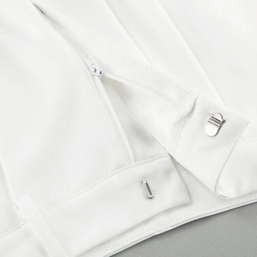 Elegant High Waist Wide Leg Pants For Women's Spring Office Look Solid White Straight Trousers For Daily Work Or Casual Outfits