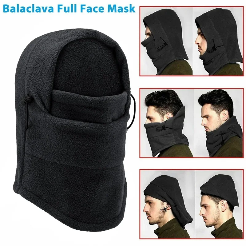 Winter Balaclava Mask Motorcycle Cycling Cap Outdoor Running Hiking Scarves Men Womens Fleece Hats Thermal Hooded Neck Warmer