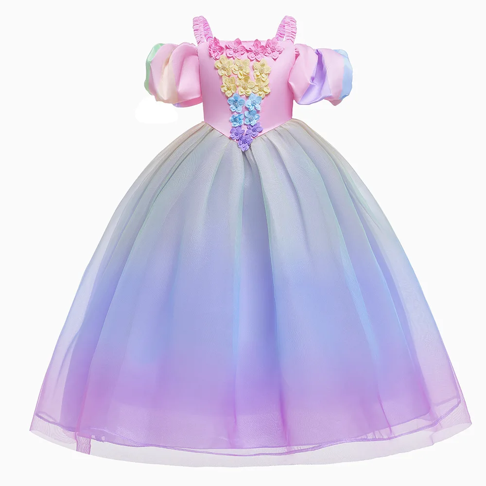 

Elegant Sleeping Princess Girl Dresses Tulle Pink Gradient Party Birthday Kids Dress for Girs Wedding Role Play Cosplay Costume