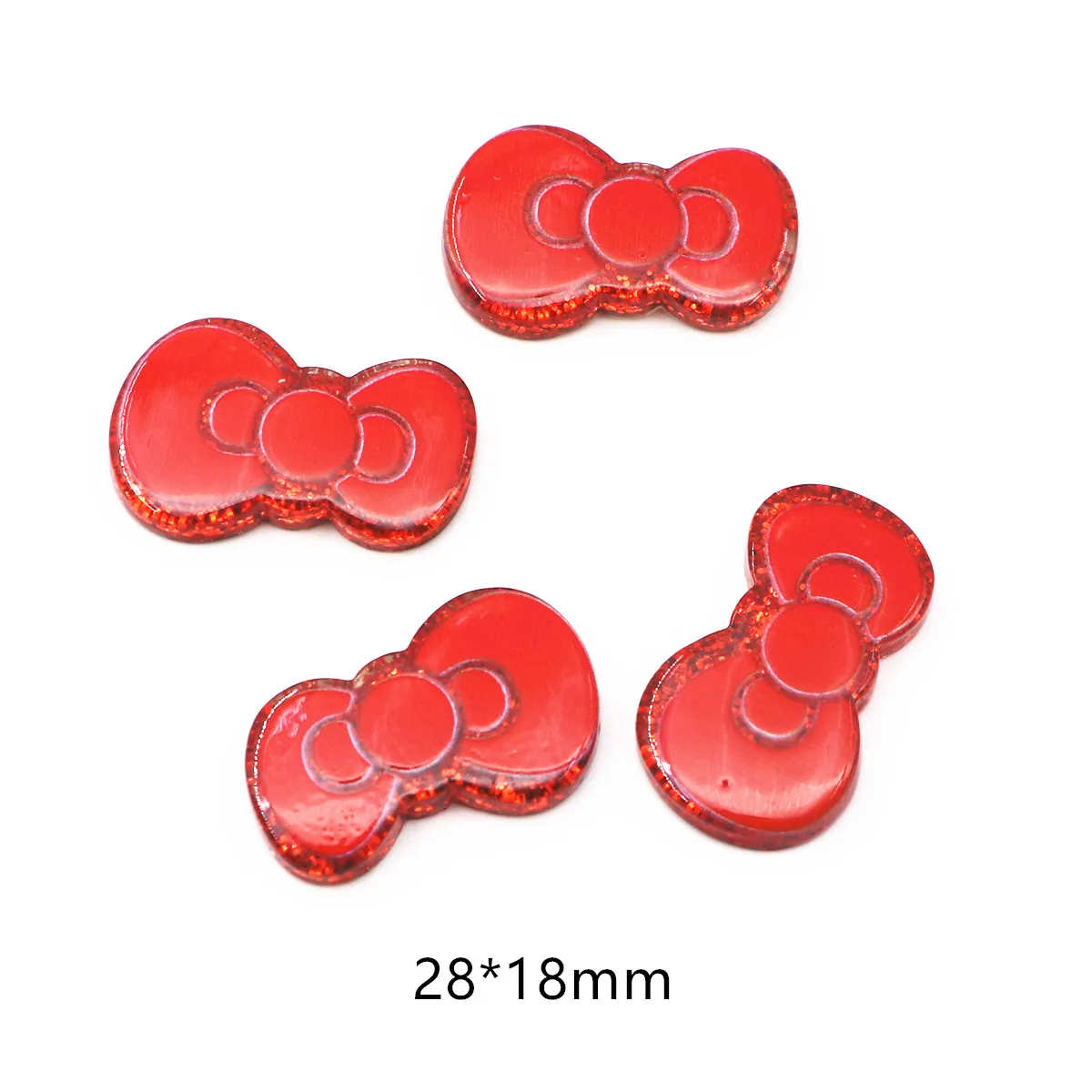 10pcs Resin Glitter Red/Pink/Hot Pink Bow Flatback Cabochon DIY Hair Bow Center Decoration Accessories,28*18mm