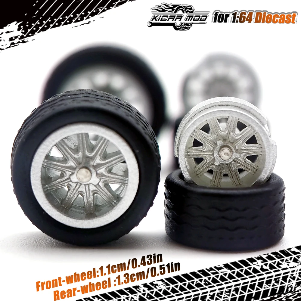 1/64 Modellauto-Räder mit abnehmbaren Gummireifen, zehn Speichen, Umbauteile für Matchbox Tomica D:11mm+13mm 1 Set – Detail 12
