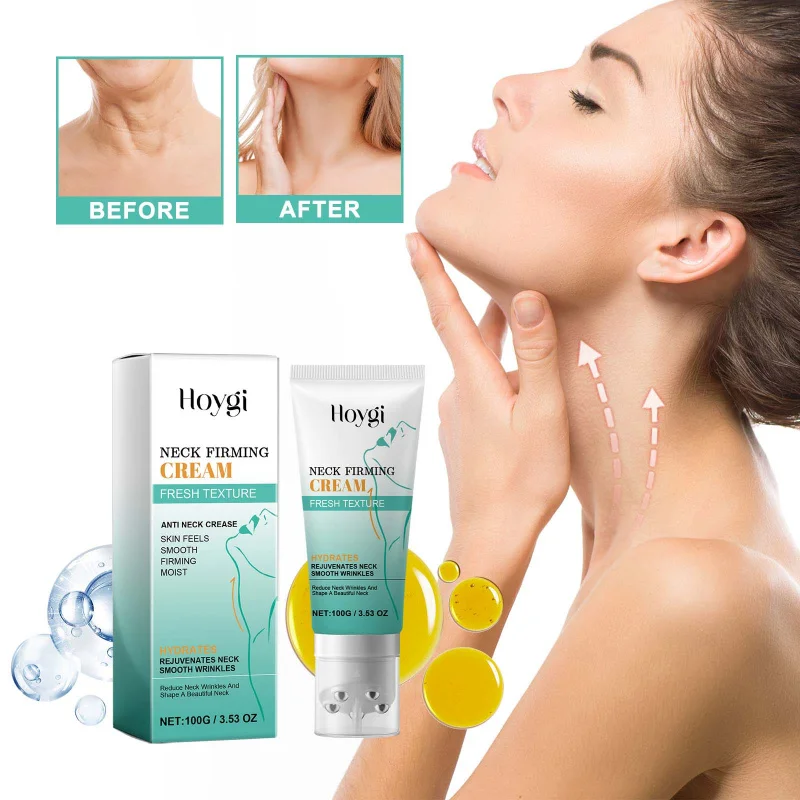 

Neck Firming Cream - Reduces Neck Wrinkles Lifts Tightens Skin, Hydrating Anti-Wrinkle Brightening Cream with Metal Roller