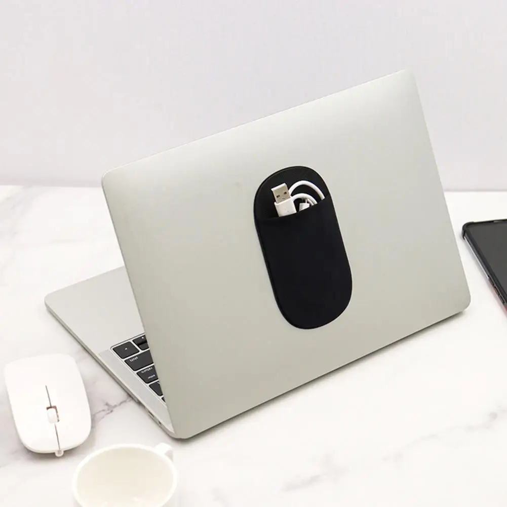 Laptop Holder Storage Bag Slim Holder Pouch Non-slip Laptop Protector Sleeve Self-adhesive Portable Storage Case Easy to Install