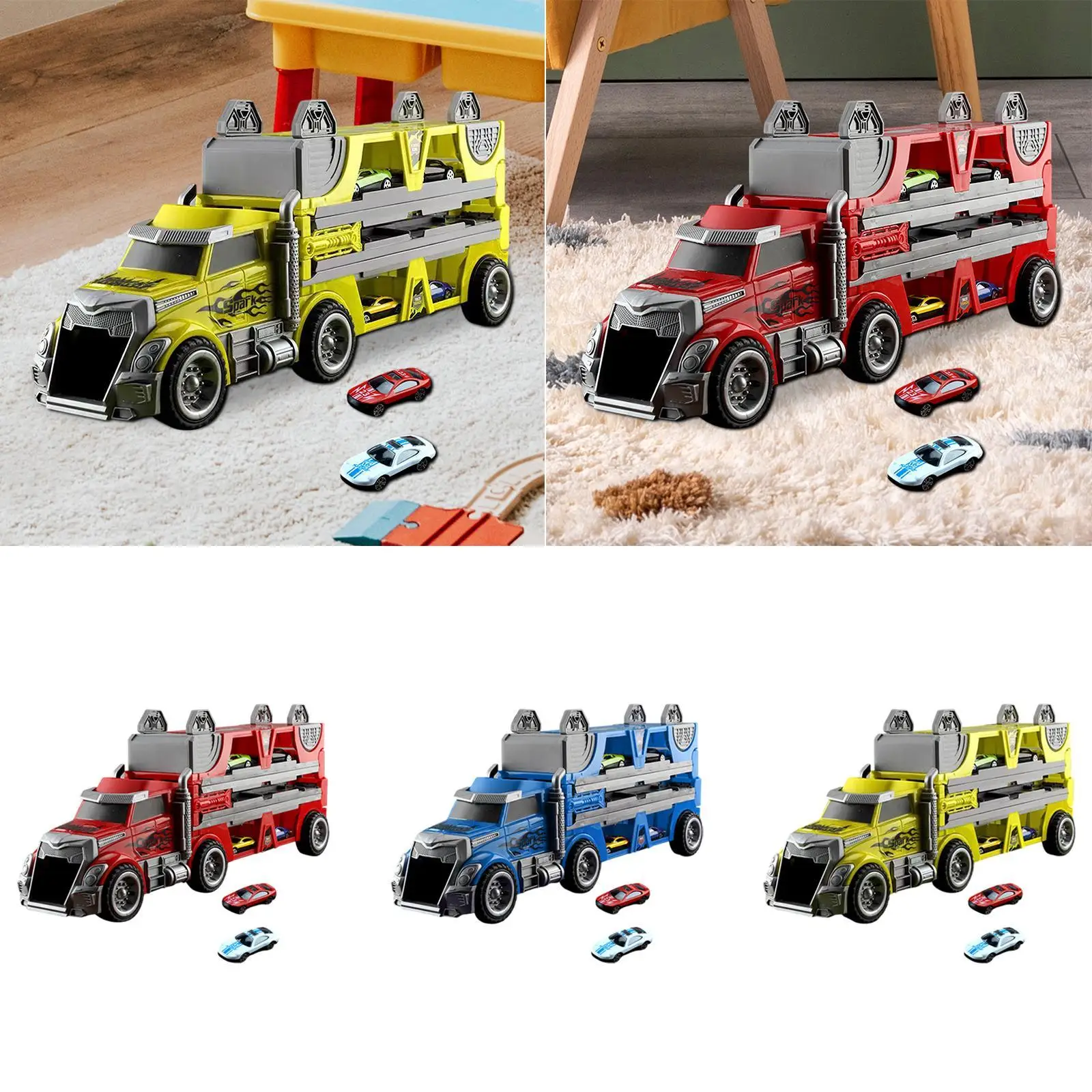 Set di giocattoli per camion trasportatore grande Hauler Truck Toy Hauler interattivo da collezione