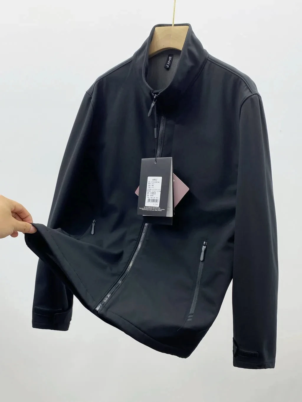 

Outdoor Men's Fce Lined 3D Stand up Collar Jaet Windproof Soft ell Coat Autumn Winter Stand Fit Zipper Closure Long...