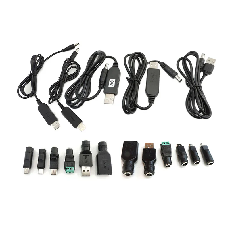 

USB от 5 В до 9 в, 12 В, 12,6 в, 8,4 в, повышающий шнур питания до 5,5x2,1 мм постоянного тока, мини 5-контактный, Тип c, Повышающий Модуль, соединительный кабель, Конвертер E1