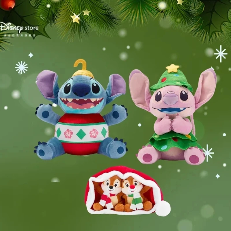 

【In stock】 2025 genuine Christmas series Stitch Mickey Minnie plush dolls cute cartoon dolls holiday gifts Christmas gifts