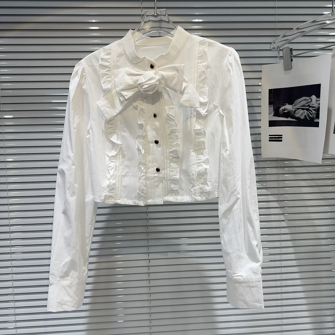 Sweet Ele Floral Collar irt Damen Faion Frühling Herbst New Sle Long Sve Straight Cut French Sle Pure Color Bl...