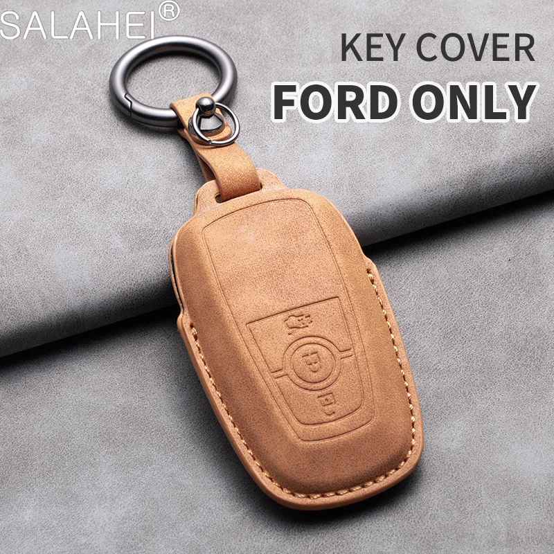 Sheepskin Car Key Cover Case Shell For Lincoln MKC MKZ MKX For Ford Fusion Mondeo Mustang Explorer Edge EcoSport Car Accessories