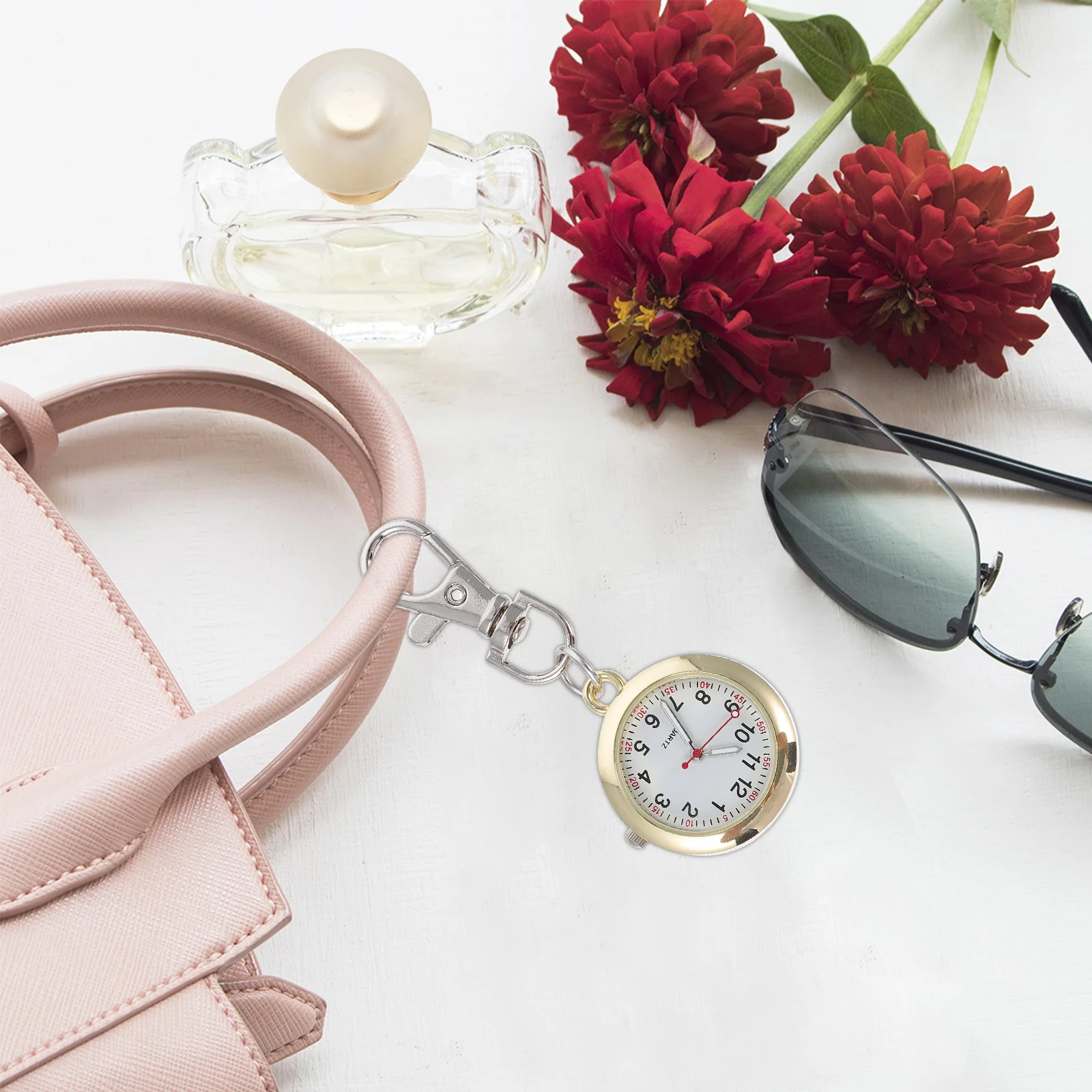 

1Pcs Keychain Nurses Watch Delicate Pocket Watch Pendant Stainless Steel Glass Material Easy Installation Convenient and Stylish