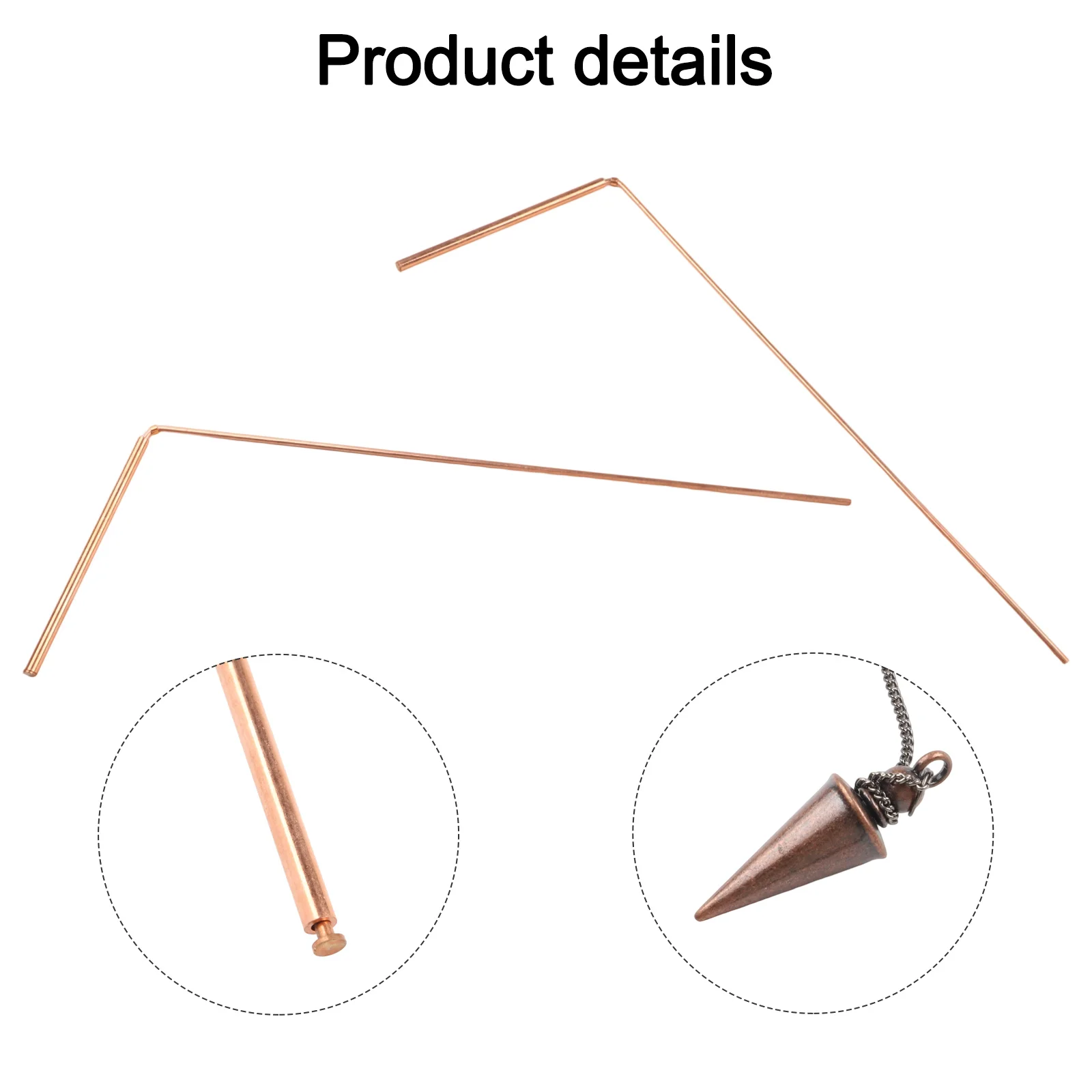 99.9% Copper Dowsing Rod Set Psychic Divination Copper Pendulum Kit Sticks- Metal Detector Rod For Find Water Sources/minerals