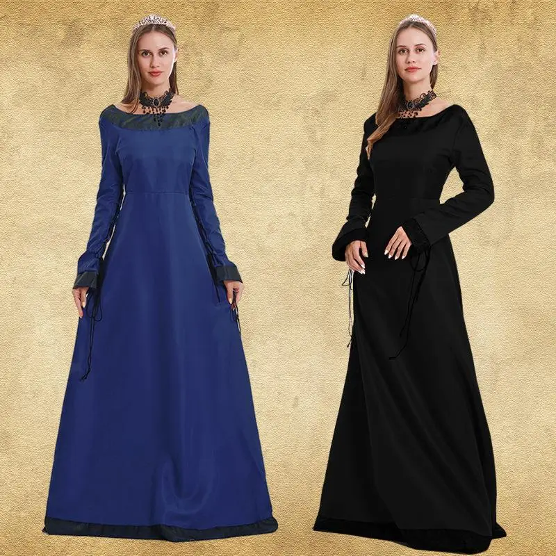 

New loween round Ne Long Sve Long Dr Vintage Court Performance Costume Dr Gift Stage Performance Women's Wear